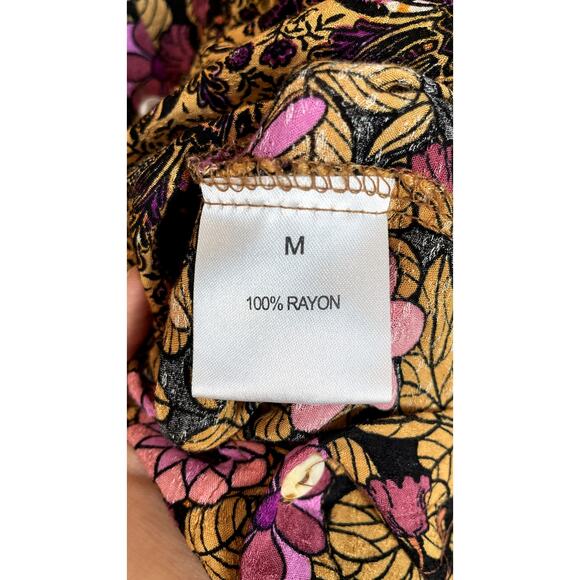 Jane + Delancey Floral Button Down Blouse Medium - Picture 4 of 7